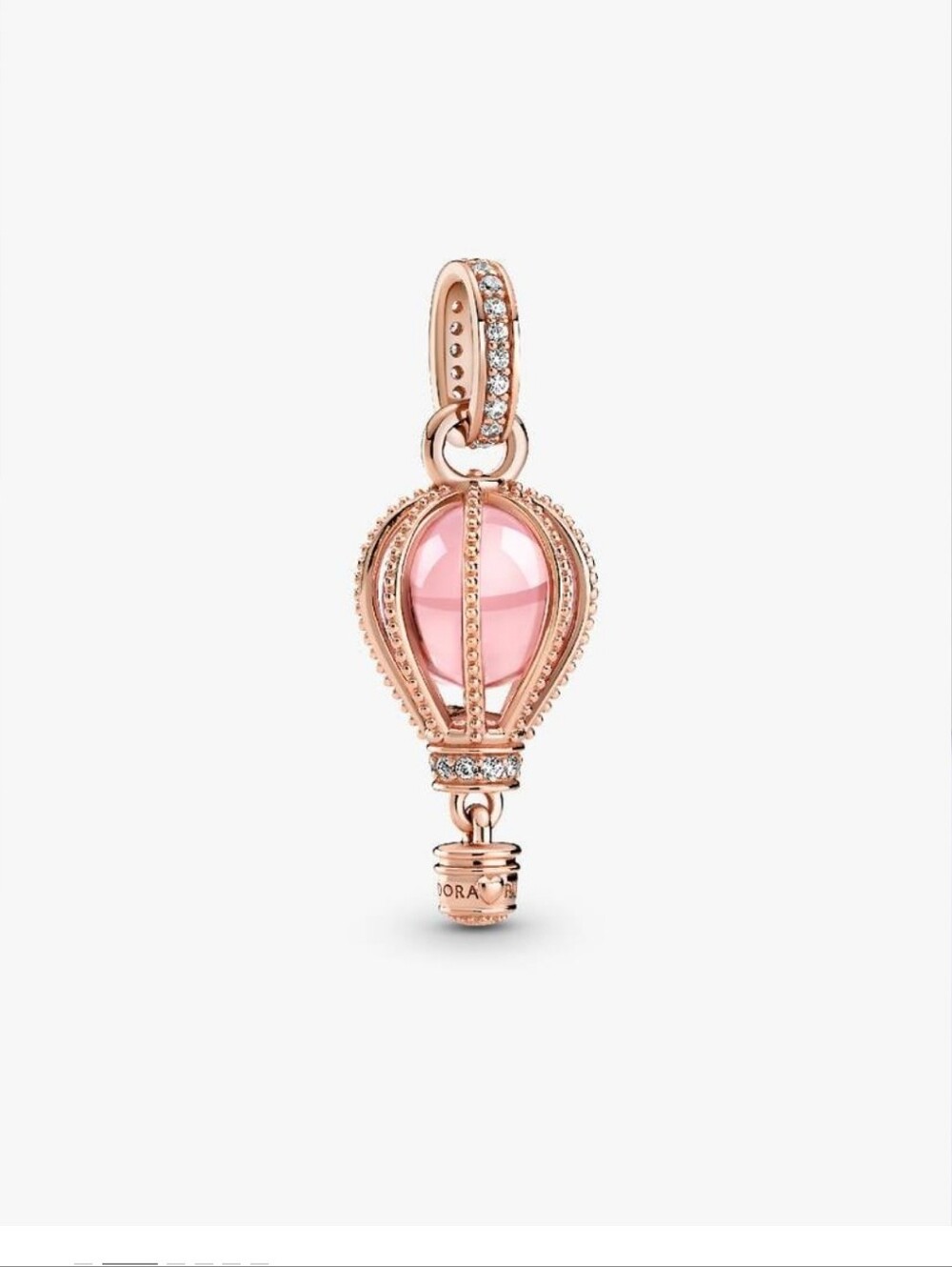 Pandora Gold Pave Gem.pink Hot Air Ballon Dangling 925 Boxed Baggeg